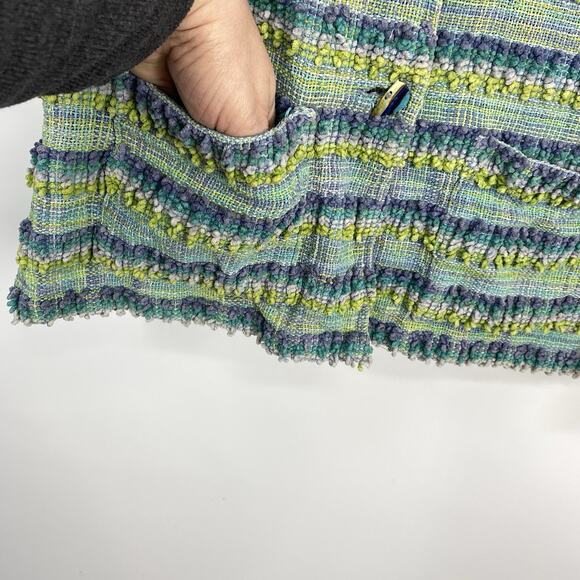 ANU Woven Chenille Tapestry Jacket Blazer Women size Large Button Up Boxy Artsy - Picture 12 of 16